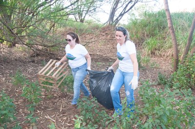 Ação de limpeza da nascente afluente do Córrego Traíra